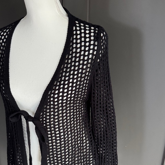 She + Sky Black Open-Knit Cardigan - Picture 2 of 6